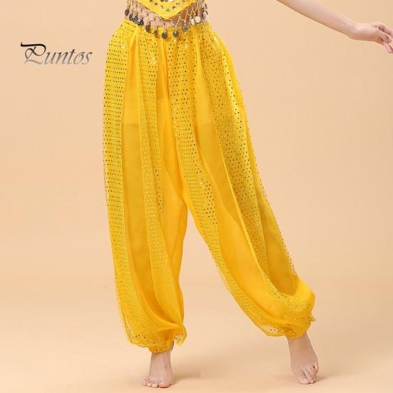 Женские брюки для выступлений, эластичные брюки с высокой талией, однотонные шаровары с блестками, декор для народных танцев, костюм для танца живота для взрослых, брюки