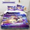 MapleStory Pattern Bedding Set Quilt Cover Pillowcase Home Decor Gift (1 * duvet cover + 2 * pillowcase, without core)