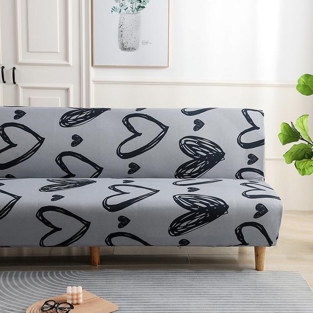Print Flower Leaf Butterfly Heart Kiss All Without Armless Sofa Bed Cover Elasticity Slip Sofa Covers Pets Living Room Dustproof