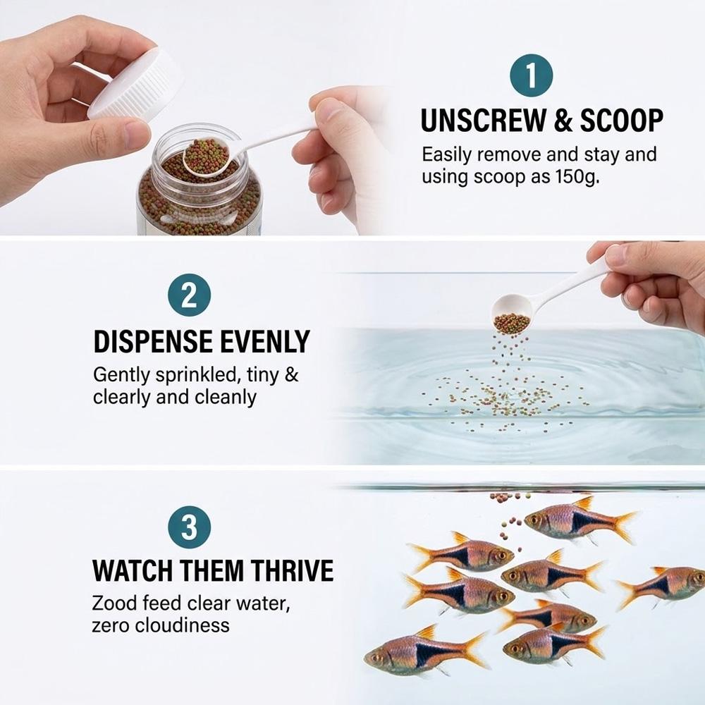 Premium Aquarium Fish Food 150g Micro Pellets 0.5-1.5mm for Tropical Fish Guppy Tetra Clear Water Zero Dust Nutrition Diet