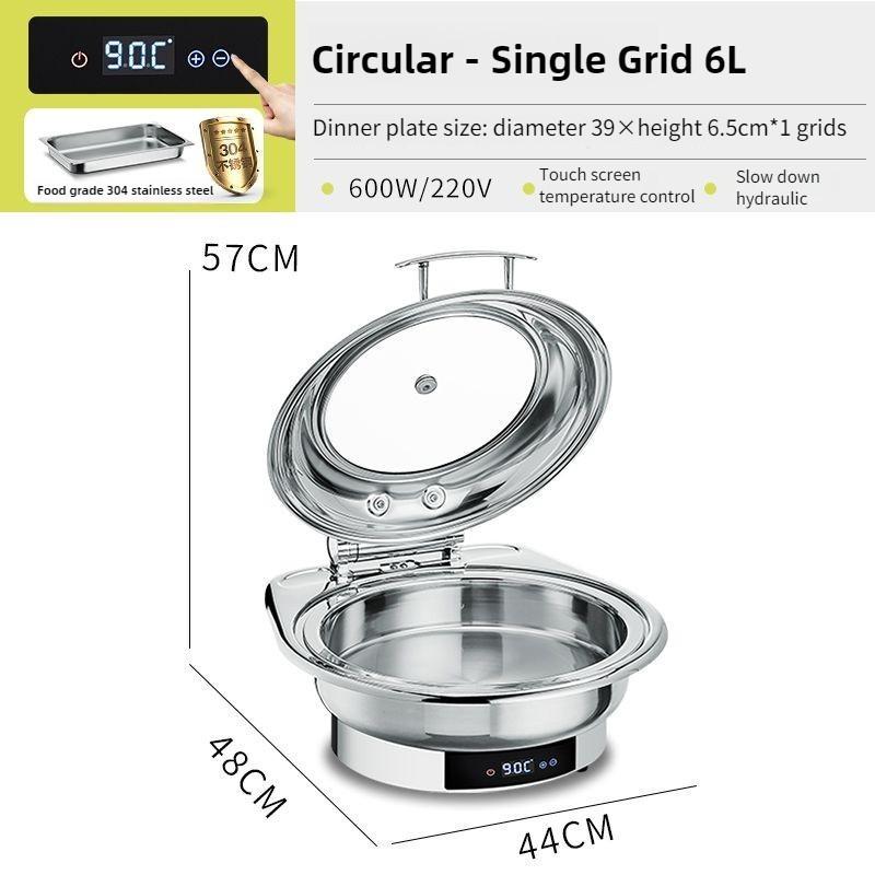 Electric Chafing Dish Adjustable Temp Roll Top Food Warmer Temp Display Catering Buffet Stove Stainless Steel Buffet Servers