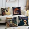 Art Edvard Munch Anxiety Cushion Cover Sofa Living Room Bedroom Headboard Backrest Cushion Square Cushion Nap Time Pillow Case