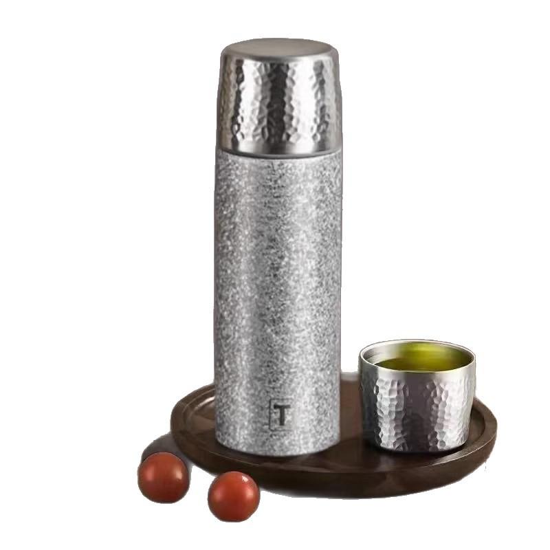 New hammer pattern pure titanium thermos cup with tea barrier bacteriostatic girls large capacity car office tea titanium alloy cup
