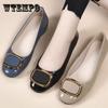 Women's Summer Large Size Low Heel Leather Single Shoes Office Ladies Spring Solid Color Casual Slip-on Shoes