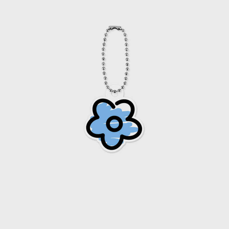 Blue Drawing Flower Acrylic Keychain