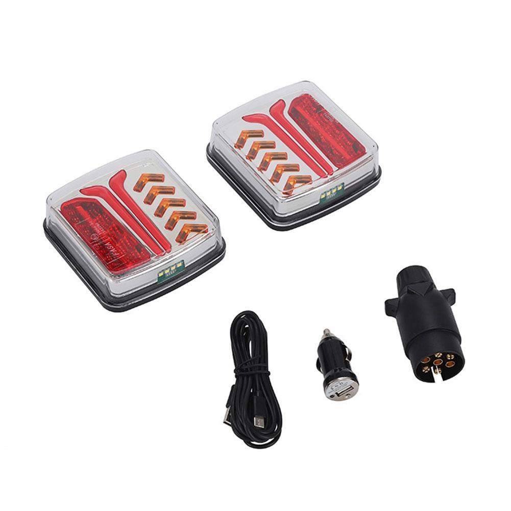 1 Set 12V 24V 30M Wireless Magnetic LED Tail Light Light Camper Trailer Signal Rear Warning Truck Brake RV Lorry N9V0