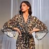 Сексуальный халат с леопардовым принтом, ночная рубашка, сетчатая ночная рубашка, уютный халат для подружки невесты, свадебной вечеринки, с поясом