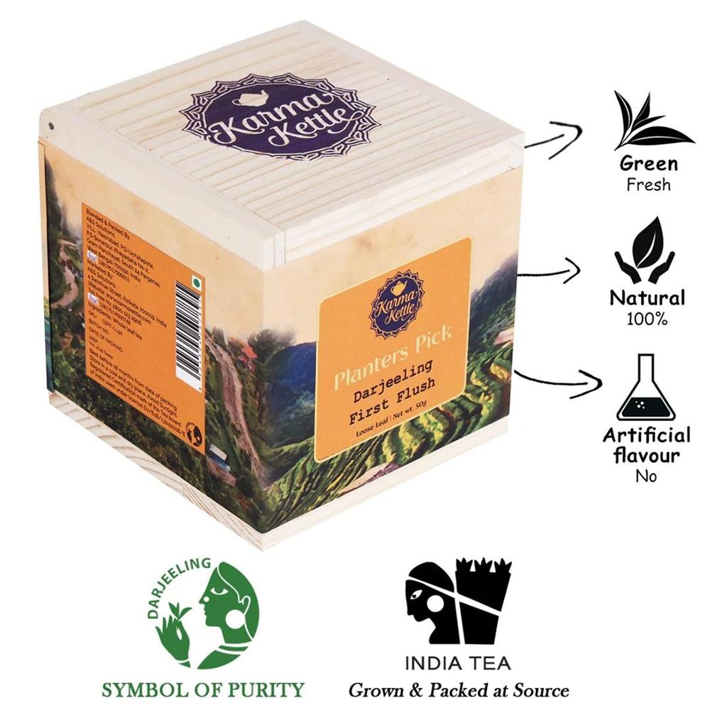 Black Tea Darjeeling First Harvest (50 G), Darjeeling First Flush Tea, Karma Kettle