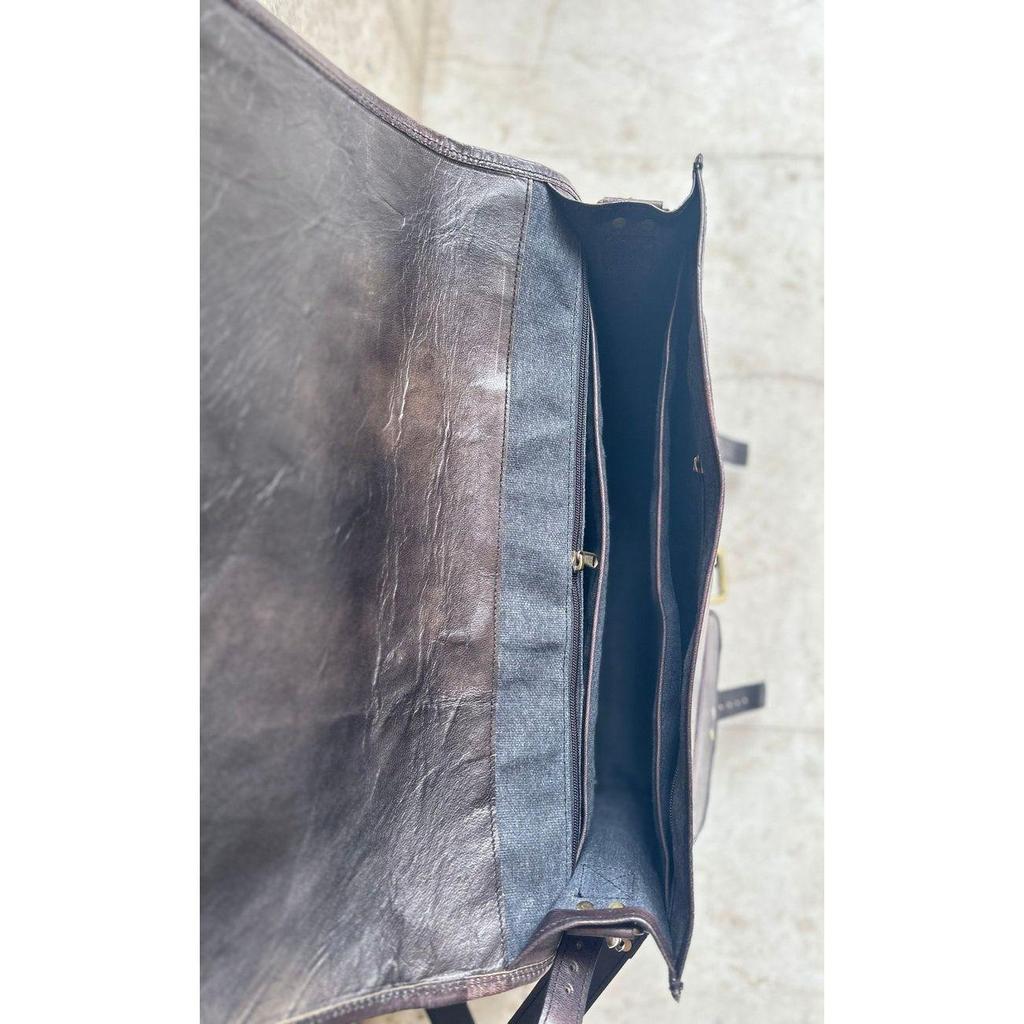 Handcrafted Black Men's Bag - Executive Briefcase Design