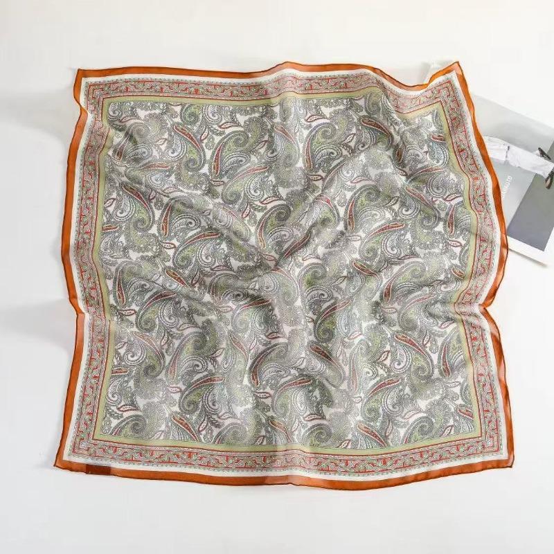 Spring and Summer New 100% Mulberry Silk Georgette Silk Scarf Women's Retro Lazy Chinese Square Scarf Premium Scarf Accessories