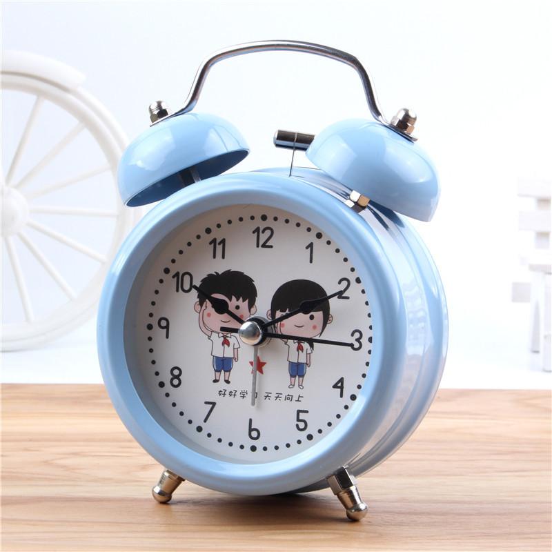Silent alarm clock for primary school students 1-inch metal bell clock Children's bedside luminous clock