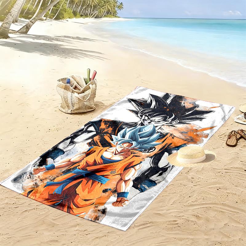 Son Goku Print Beach Towel, Large Soft Quick Dry Towel for Beach Camping Swimming