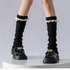 Women Fairycore Knitted Leg Warmers Calf Socks Japanese Sweet Bowknot Ruffled Lace Trim Leg Covers Boot Cuffs Stockings