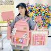 Large-capacity Elementary School Junior High School Students Backpack  Five-piece Cute Suit and Bunny Radish Doll Pendant Backpack Multi-compartment