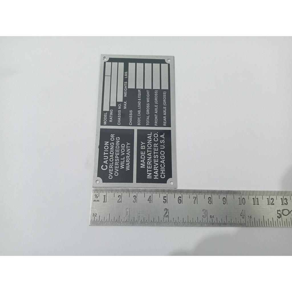 DATA PLATE FOR INTERNATIONAL HARVESTER COMPANY 1930 - 40 |Fit For