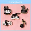 Adorable Cat Shaped Brooch Displaying Creative Cartoon Piano Notes With Unique Charm