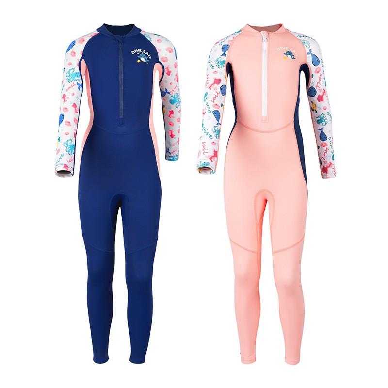 Girls Long Sleeve One-Piece Swimsuit UPF 50 Sun Protection Quick Dry Swimwear Swimming Lessons Water Activities