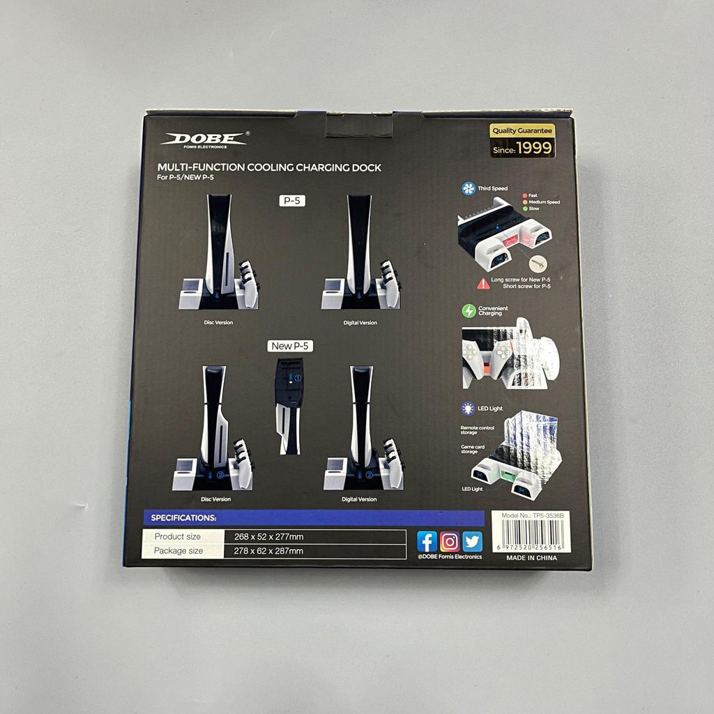 PS5 Slim Console with Ambient Light Base, Cooler, Dual Controller Charger, and Disc Storage Rack