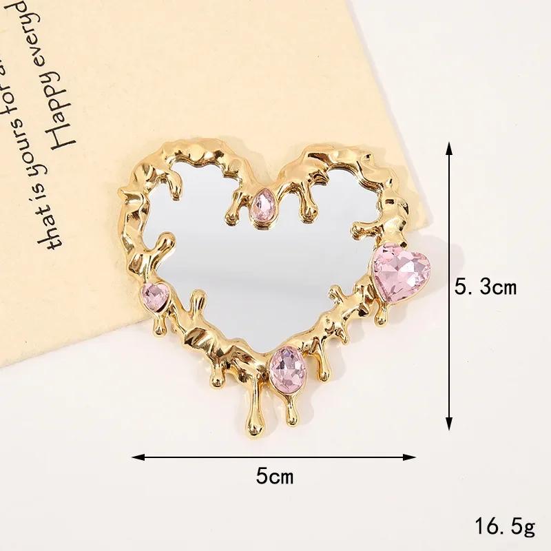 1 шт. Y2K Sense of Advanced Butterfly Heart Shape Girls Gem Makeup Mirror Liquid Metal Style Womens Mini Portable Handheld Mirror