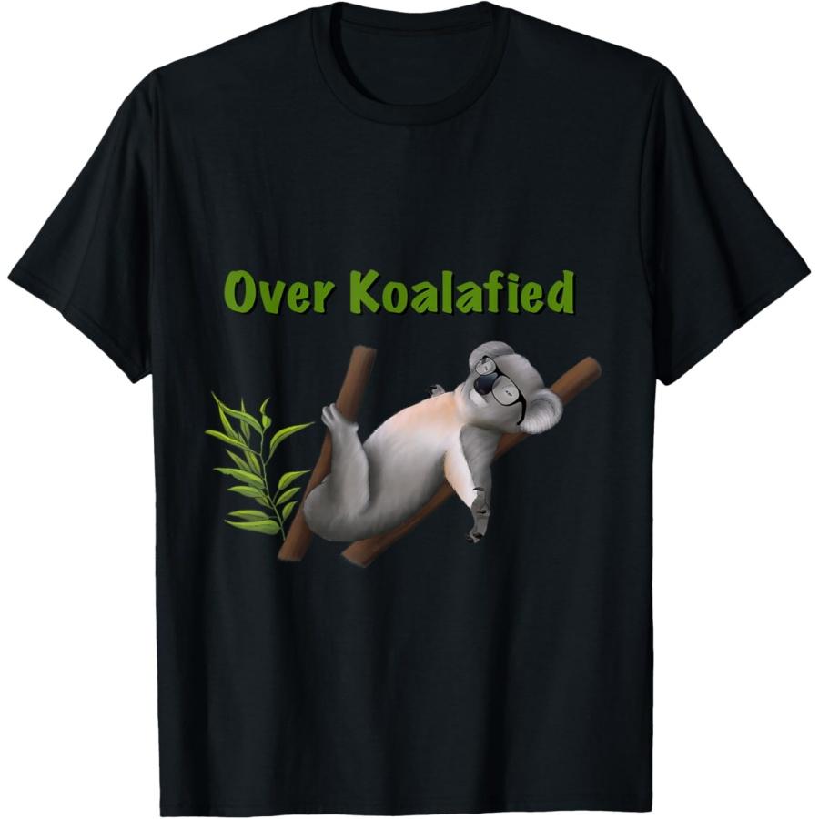 Футболка с забавным животным, коалой, с надписью "Over Koalafied"