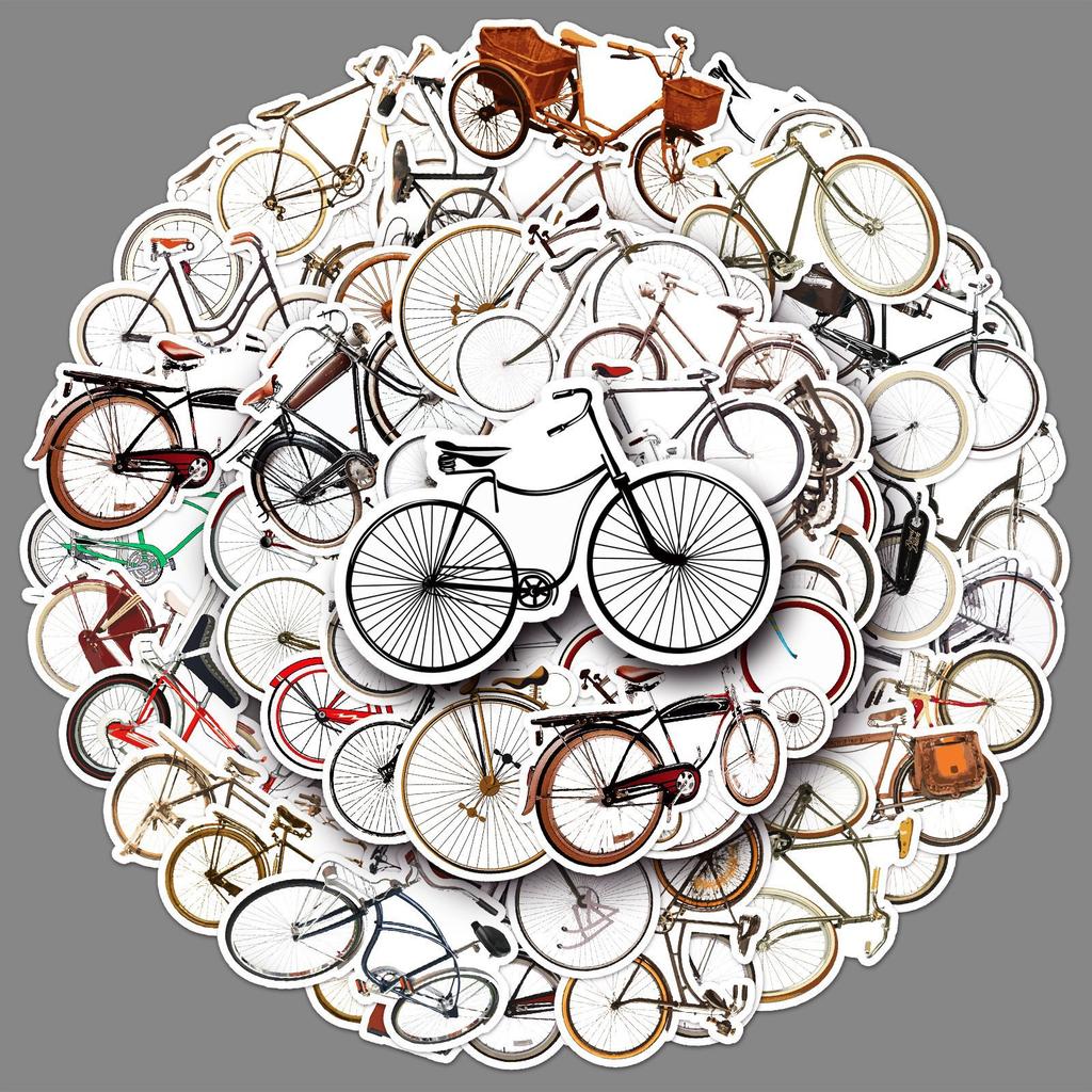 50 Bicycle Doodle Personalized Retro Creative Trend Guka Decorative Water Cup Suitcase Stickers Waterproof
