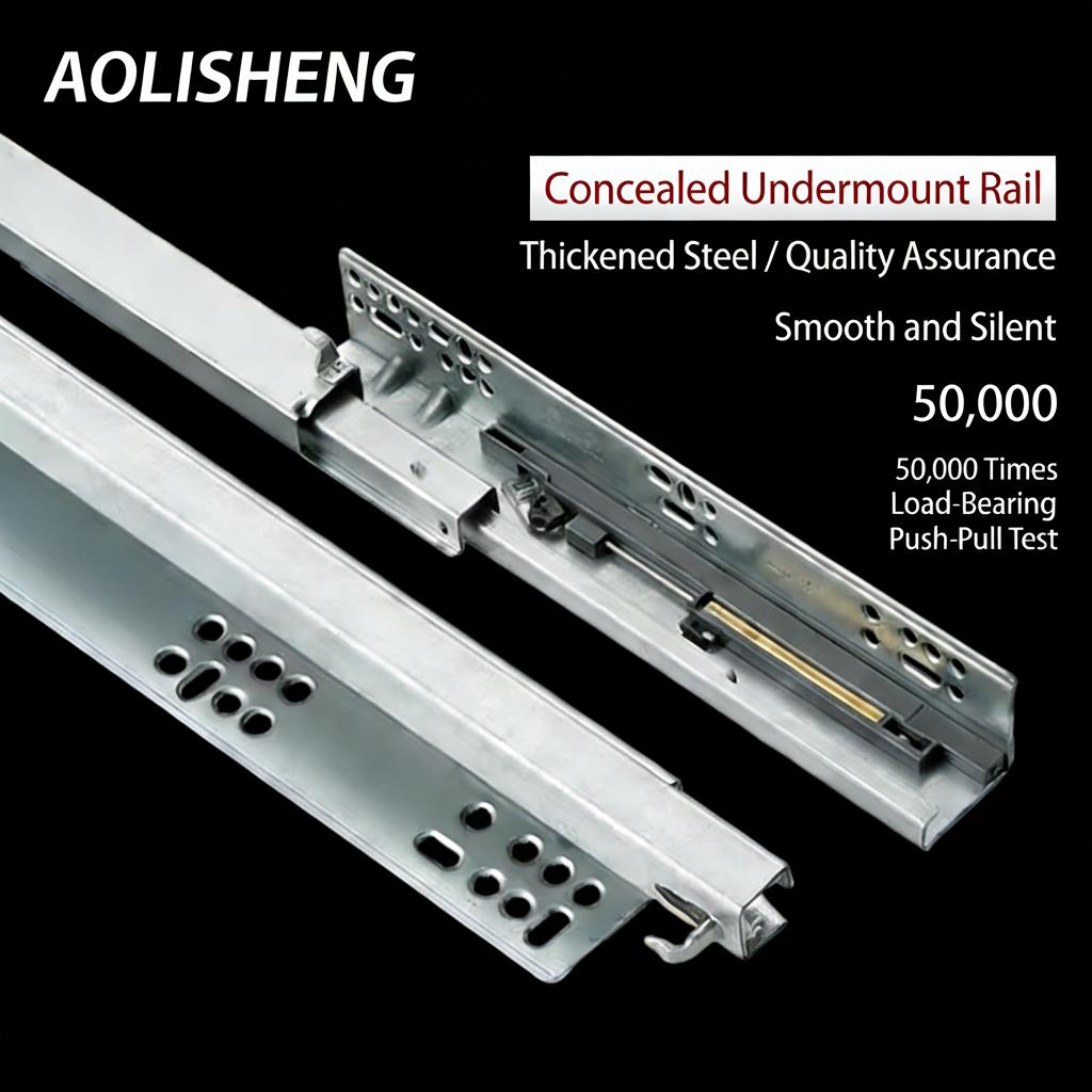 AOLISHENG Hidden Soft Close Concealed Drawer Slide with Latch Design