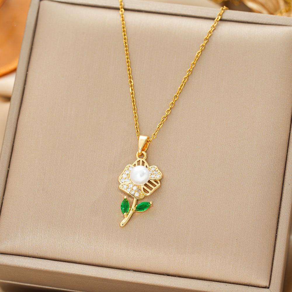 Titanium Steel Necklace For Women Elegant Simple Fashion Zircon Collarbone Chain Light Luxury Niche Jewelry