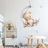 Wall Decoration NEW Cartoon Bear Sleeping On The Moon and Stars Wall Stickers for Kids Baby Room Wall Nterior Decoration Tools
