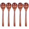 5Pcs Wood Soup Spoon Long Handle Rice Scoop Home Tableware for Kitchen Restaurant
