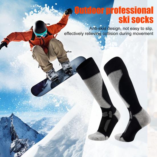 1 пара носков для катания на лыжах выше колена, зимние термоноски, теплые, противоскользящие, ветрозащитные, для сноуборда
