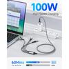 [100W]NINGKPOW 3in1 Charging Cable 1.2M Multi Type C PD 100W Fast Charging 3 In 1 Charging Cord Can Power 3 Units Simultaneously (100W) Lightning