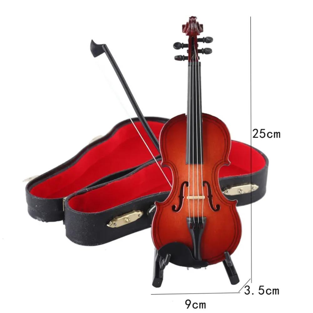 Mahogany Mini Violin With Support Multi-dimension Violin Model Miniature Violin  Decoration Gifts