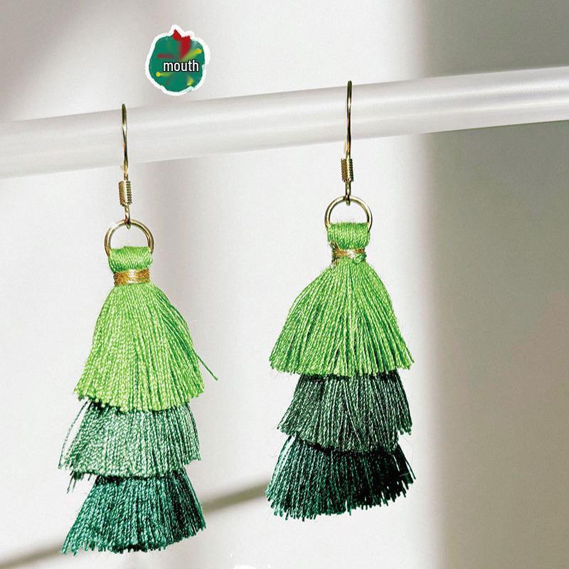 Серьги-кисточки с градиентом в виде рождественской елки - Европейские/Американские праздничные украшения для ушей 2024