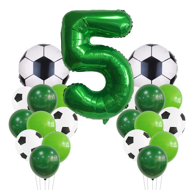 Green Yin Football Series Latex Balloon Digital Aluminum Film Set Baby Birthday Party Decoration Scene Arrangement