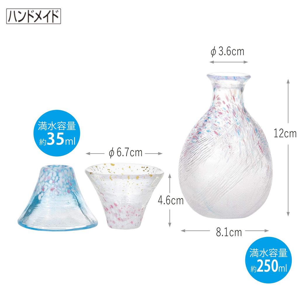 Toyo Sasaki Glass Lucky Cup Sakurafuji Sake Set Made In Japan Sake Cup Sake Glass Carafe Set Fuji Gift Present Present Respect for the Aged Day Day