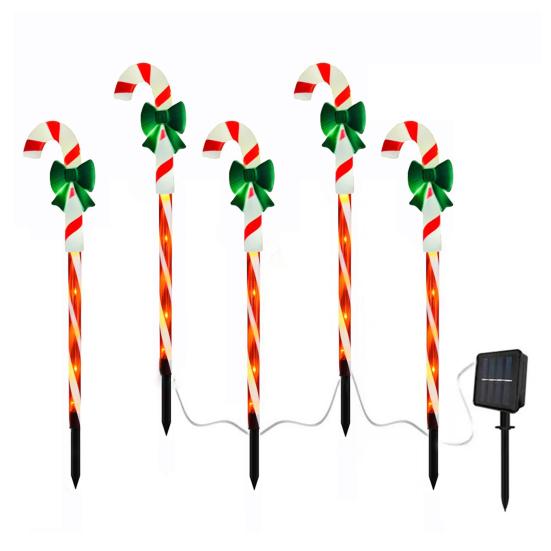 Solar Christmas Stake Lights Waterproof Outdoor Lawn Decor with Santa And Snowman Warm White LED String Lights for Yard And Pathway