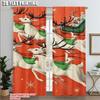 2 шт., шторы с 2D-принтом, с рисунком «Счастливого Рождества», Санта-Клаус и олени, прочная ткань 100% полиэстер (без удилища) Все