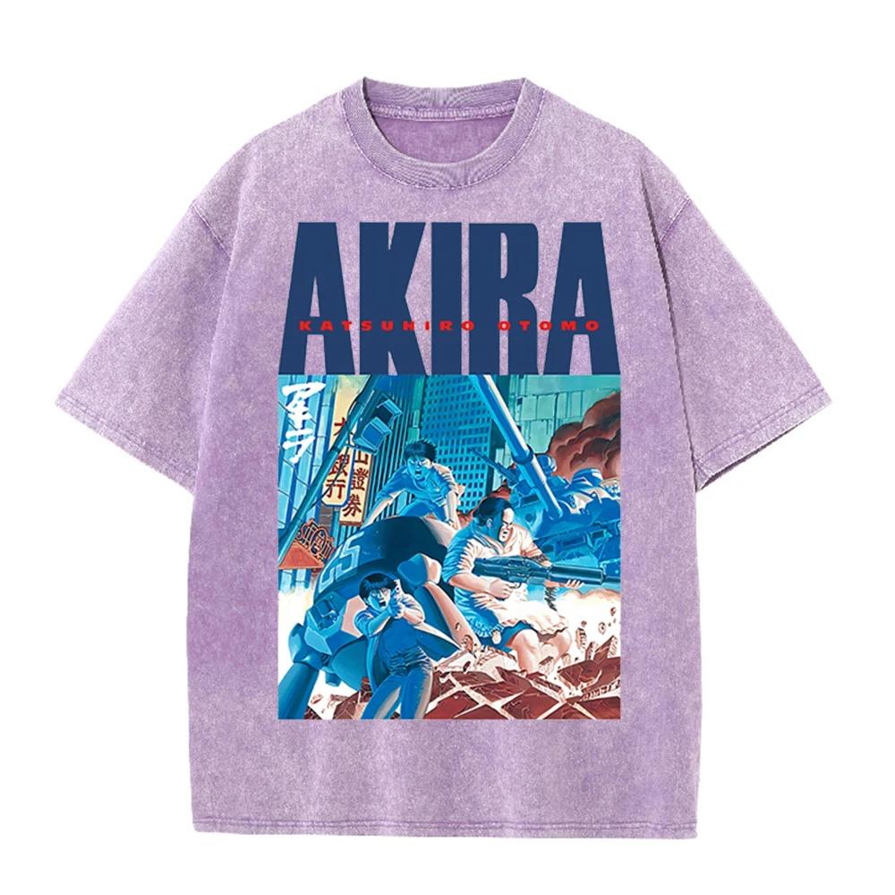 2026 Vintage Washed Beige Retro City Anime Character Graphic T Shirt Old Manga Print Oversized Casual Short Sleeve Tee