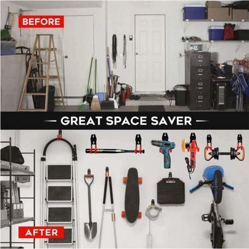Garage Hooks, 12-Pack Garage Storage Hooks and Hangers, Heavy-Duty Wall-Mounted Garage Organizer for Ladders, Bicycles, Hoses, and More (Gray)
