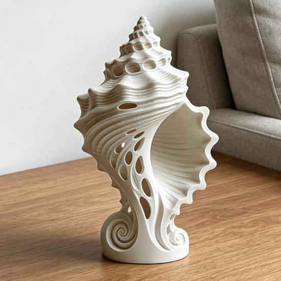 Фигурка Белой Раковины, 3D-печатное Морское Прибрежное Настольное Украшение для Гостиной, Тумбы под Телевизор, Полки Книжного Шкафа, Декора Шкафа