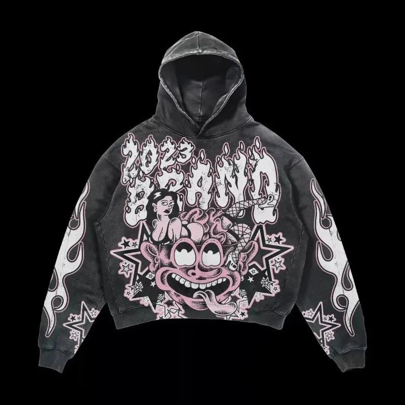 2026 Streetwear Skull Hoodie Unisex Loose Fit Long Sleeve Digital Print Casual Sweatshirt Teens Adults