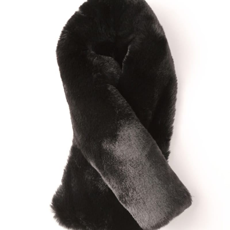 Широкий меховой шарф LALA - Черный