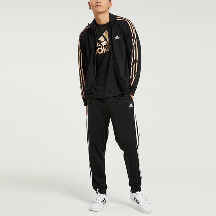 adidas Мужская трикотажная куртка с 3 полосками Черный камуфляж H48437
