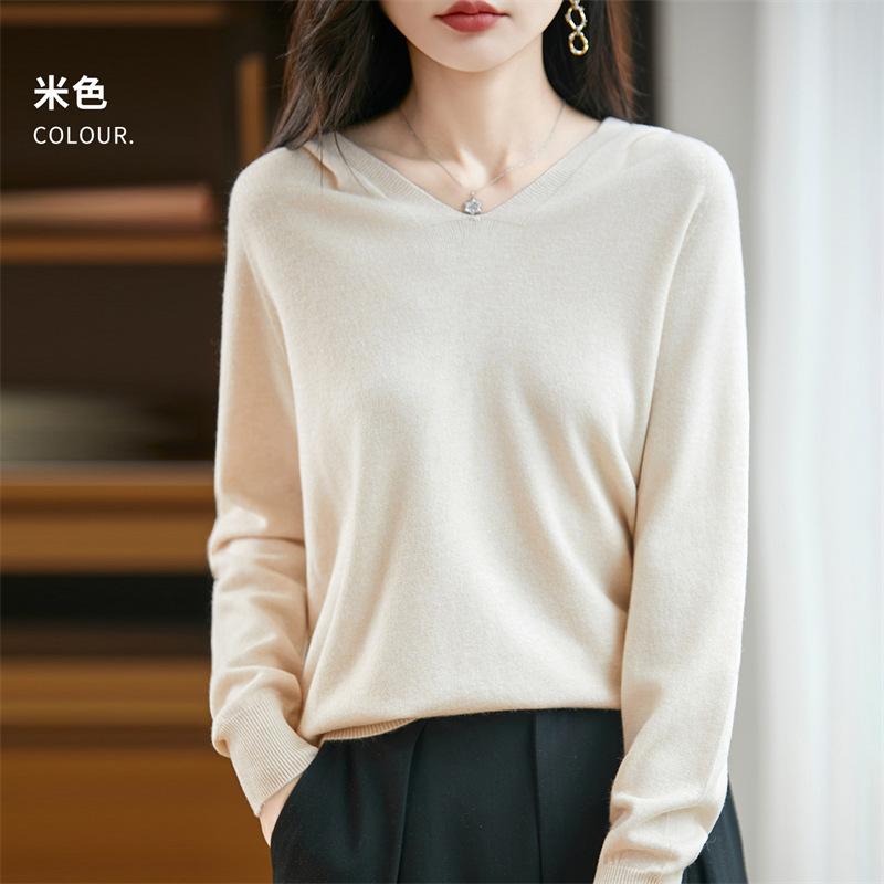 Вязаный свитер с капюшоном и V-образным вырезом для осени и зимы, теплый свитер-худи для женщин