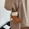 Portable Simple Style Suede Crossbody Bag Fluffy Lightweight Lamb Shoulder Bag Travel Christmas Sock Bag Women CLE