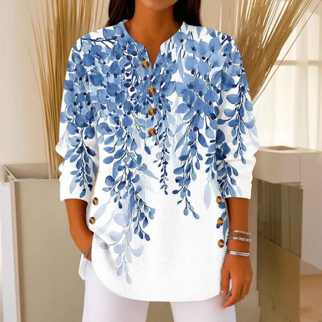 Женский модный пуловер с длинными рукавами и рождественским принтом, с воротником на пуговицах