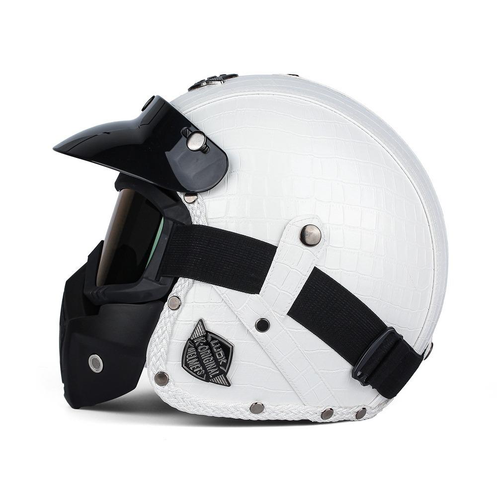 Helmet Helmet Leather Helmet 3/4 Half Helmet Big Turtle King Pedal Helmet Motorcycle DOT Riding Helmet Electric Rider
