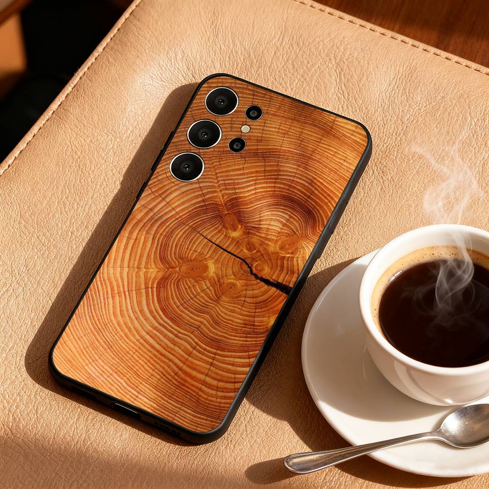 N-Натуральный W-Древесная текстура Арт Чехол для телефона Для Samsung S26,S25,S24,S21,S22,S23,S30,Ultra,S20,FE,Lite,10,9,Черный Чехол