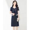 Two piece set of temperament lace patchwork denim top and skirt