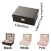 Large Capacity Double Layer Jewelry Box PU Jewelry Display Case Practical Cosmetics Box  Rings